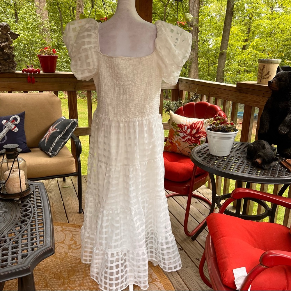 Pretty Garden White Pretty Shoulder Sundress XXL fully lined, Maxi - Picture 7 of 13